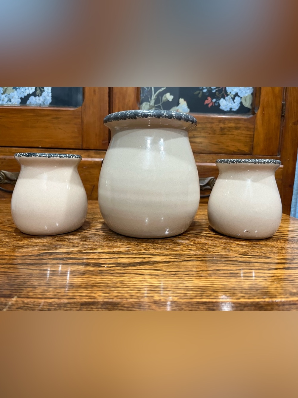 House & Garden Party 3-Piece Floral Vase Set Vintage 2001 Hand Made USA Cottage - Picture 4 of 9